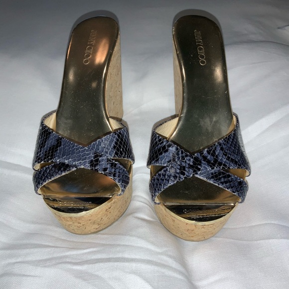 NEW Jimmy Choo Python Wedges Size 38.5 - Picture 1 of 4
